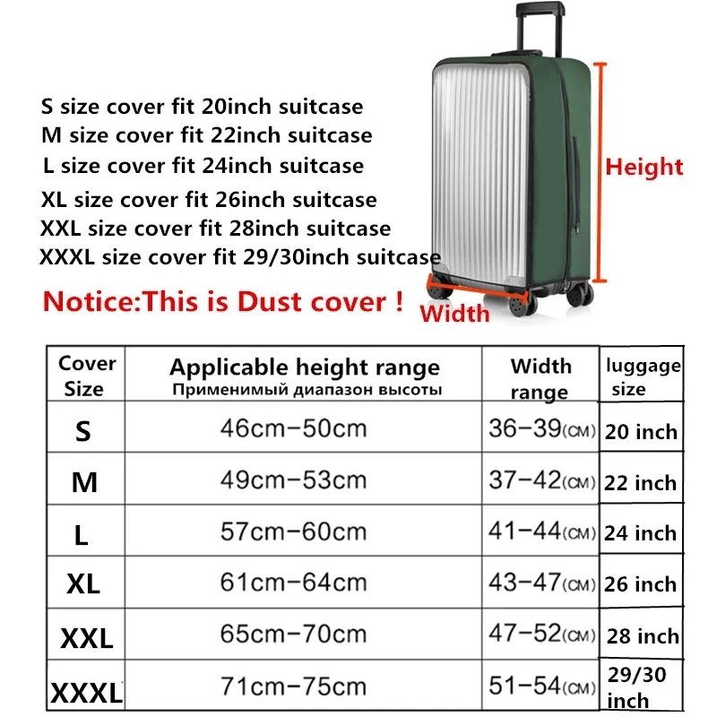 PVC Transparent Protective Dust Cover For Luggage Elastic Waterproof Trolley Case Rain Bags Travel Suitcase Accessories