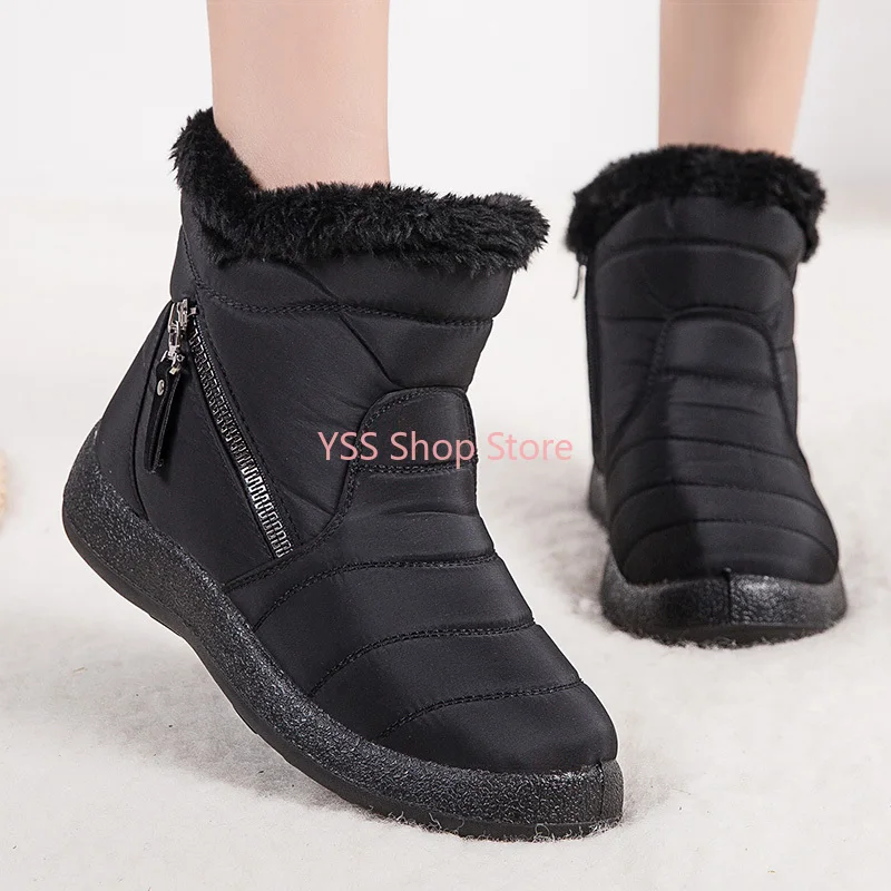 

Women Boots 2021 New Winter Boots For Women Waterproof Warm Snow Zipper Ankle Boots Low Heels Winter Shoes Women