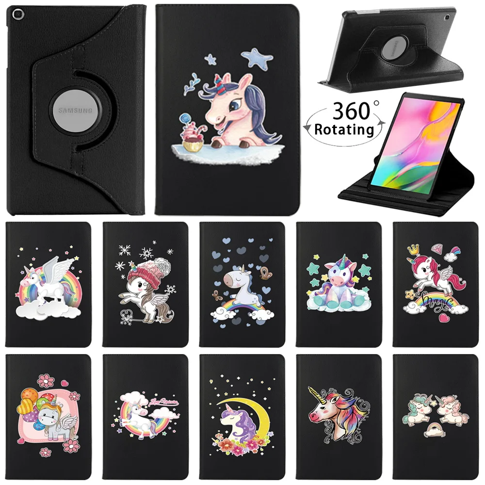 

360 Degree Rotating PU Leather Flip Case Cover for Samsung Galaxy Tab A 10.1" 2019 T510 T515/Tab S6 10.4" Lite P610 Tablet Case