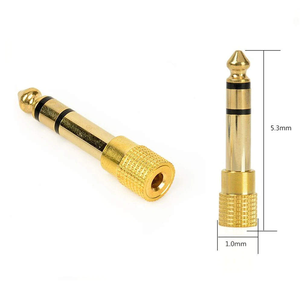 

10PCS Gold 6.3mm Male Plug to 3.5mm Female Microphone Jack Stereo Headphone Audio Adapter Connectors
