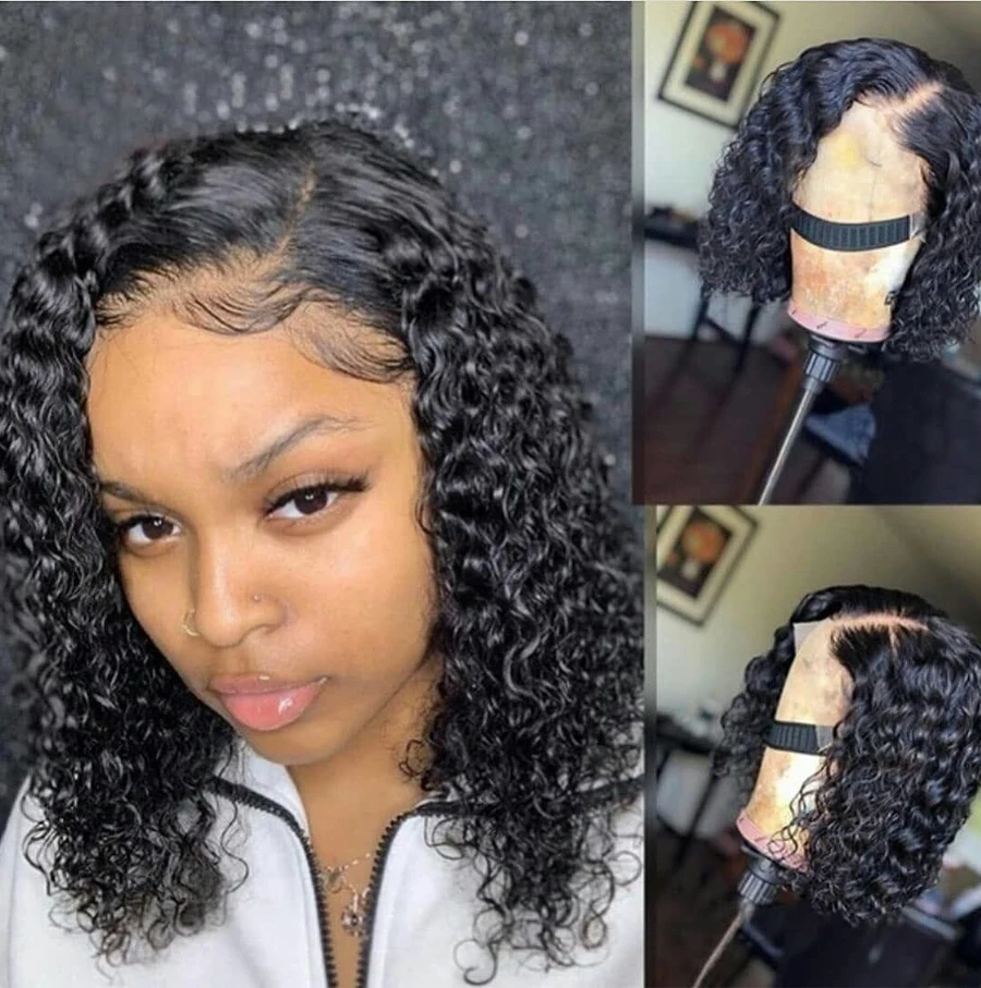 Парики с имитацией кожи головы парик 13x4 Синтетические волосы на кружеве парики из натуральных волос человеческие малазийские вьющиеся короткие Боб Синтетические волосы на кружеве парик Волосы remy) на прозрачной основе
