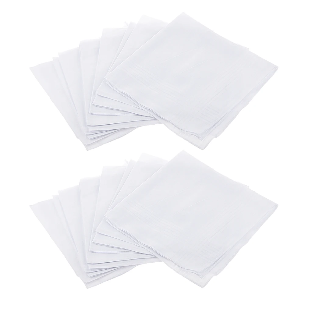 Модные однотонные мужские большие белые носовые платки, полотенца для ношения, 41x41 см, 24 шт. от AliExpress WW