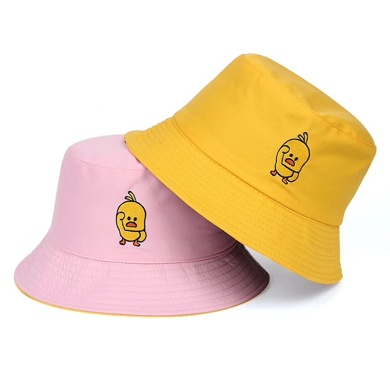 

New Arrival Double-sided Little Yellow Duck Women's Bucket Hat Sun Hat Men's Panama Hat Beach Cap Outdoor Shade Fisherman Hat