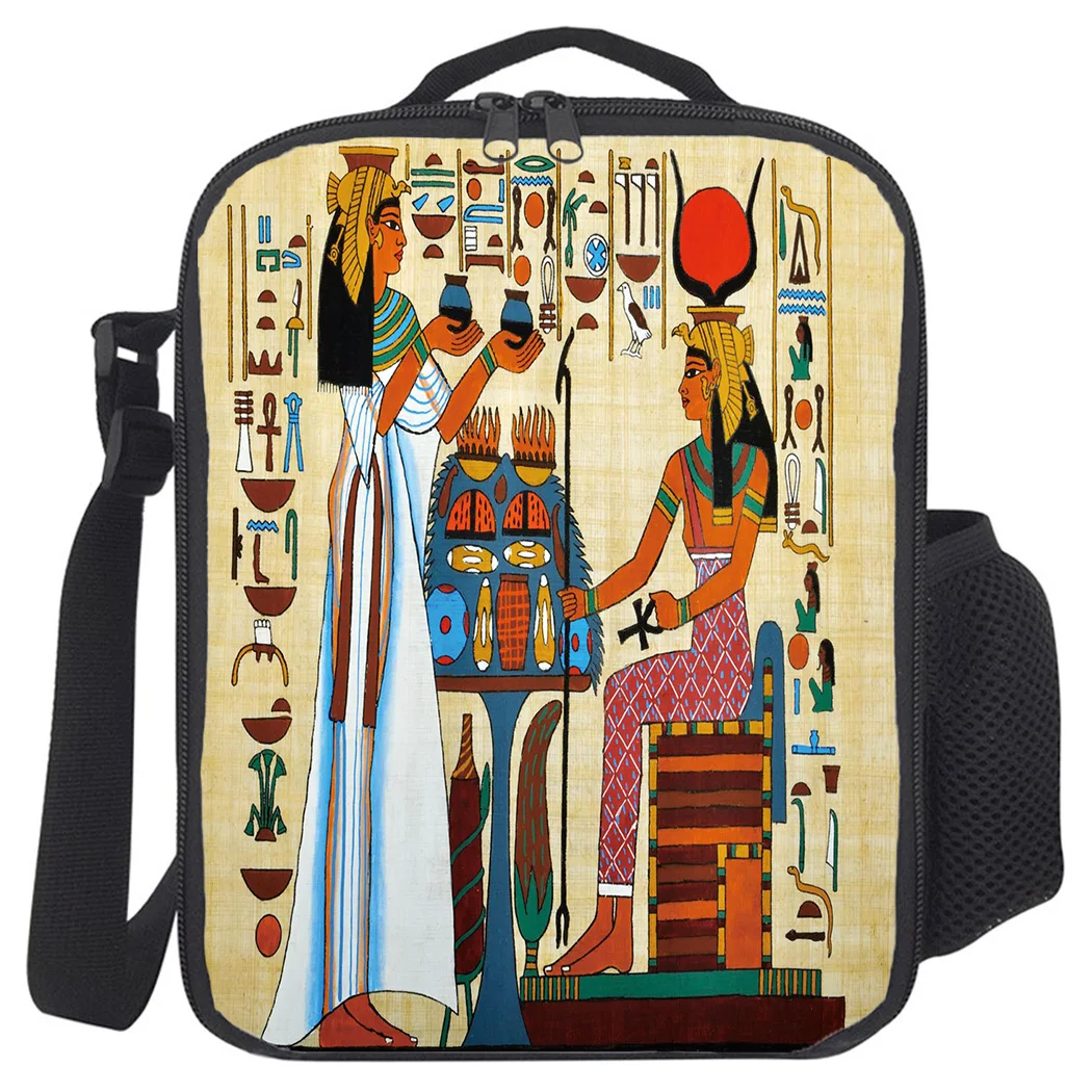 Women Ladies Girls Kids Portable Insulated Lunch Bag Box Ancient Egyptian Papyrus Picnic Tote Cooler |
