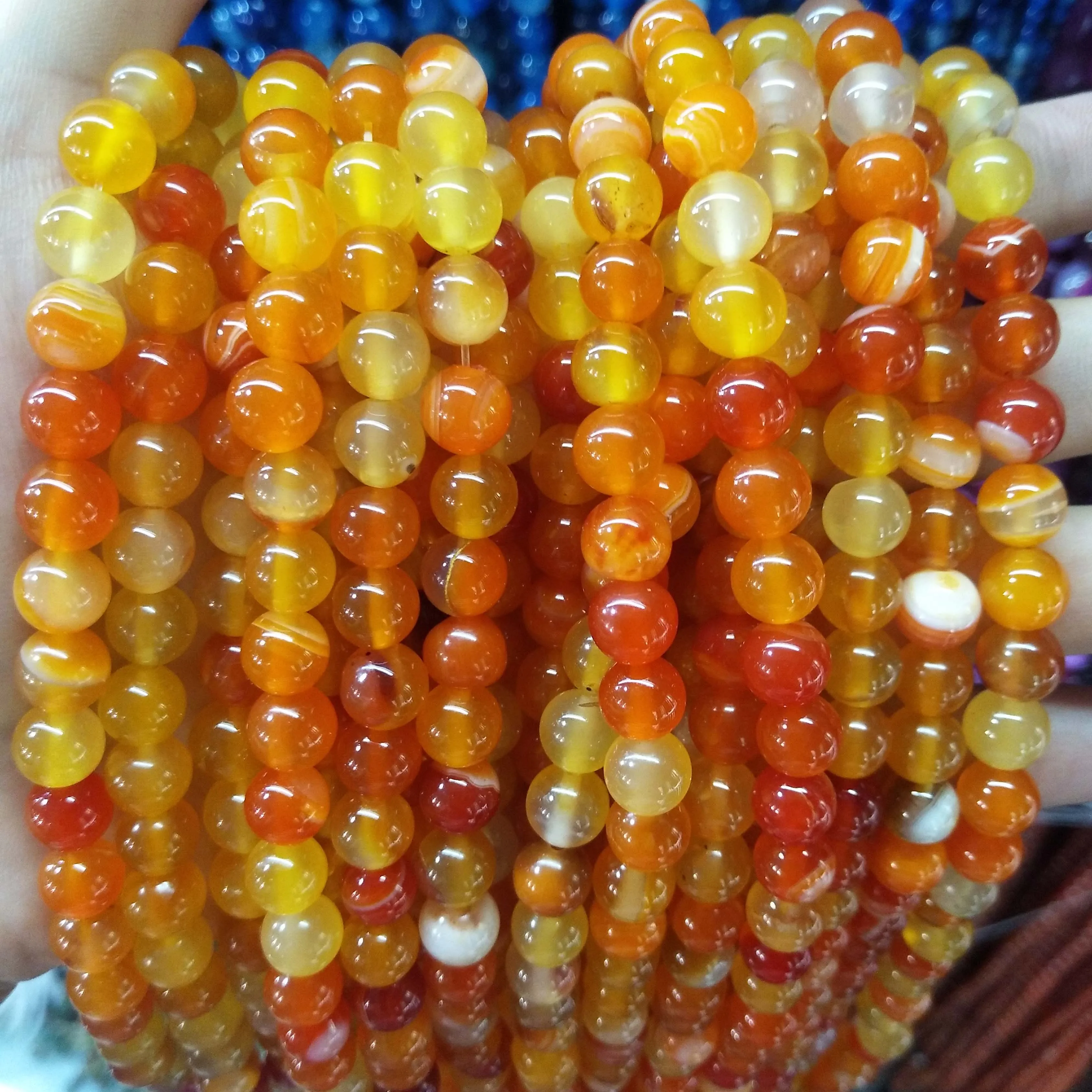 Orange Striped agate Натуральный камень агат Стекло круглый незакрепленный камень бусины для самостоятельного изготовления ювелирных изделий браслет материал ожерелья 4681012 мм - Цвет: Orange Striped agate