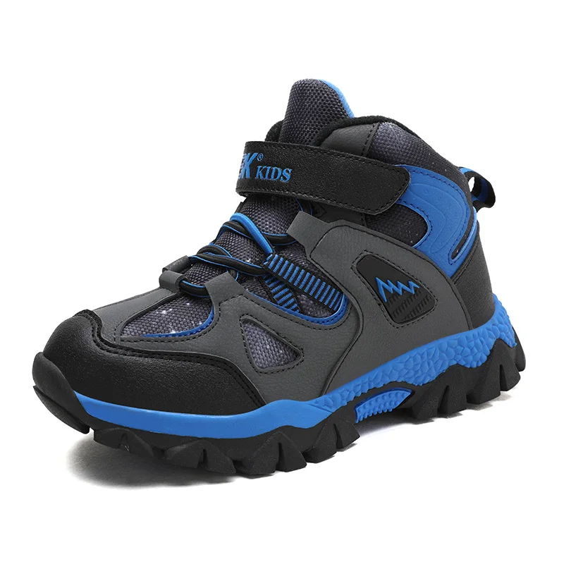 dark blue Новые детские уличные спортивные походные ботинки для подростков, альпинистские треккинговые ботинки для мальчиков, Зимние ботильоны, Детские классические кроссовки - Цвет: dark blue