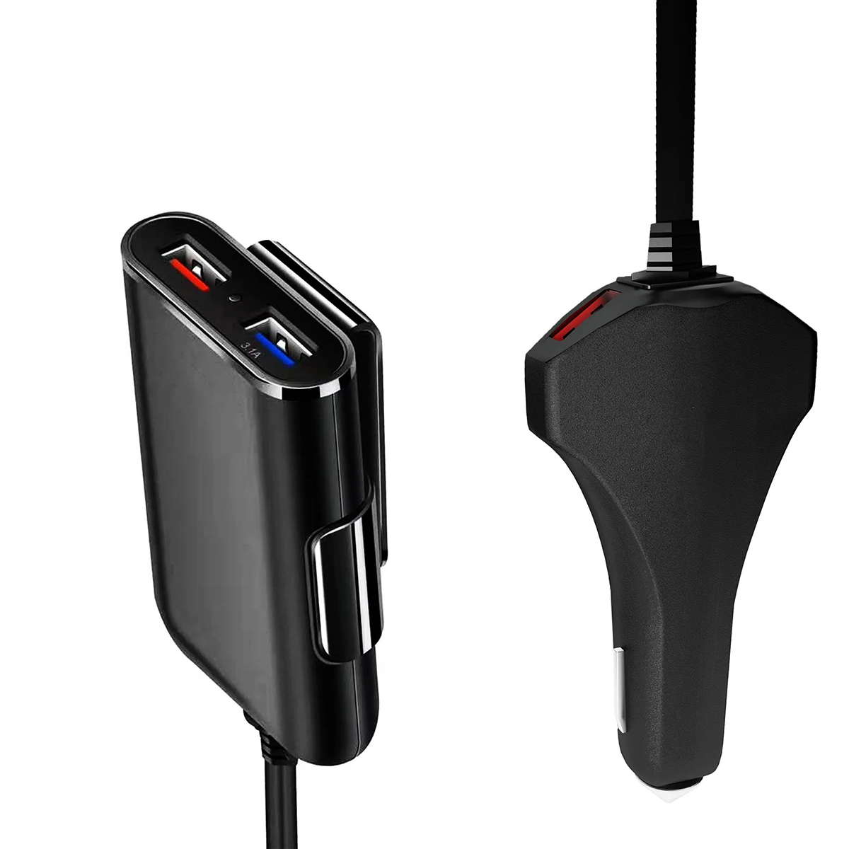 

Автомобильное зарядное устройство с 4 USB-портами, 12-24 В постоянного тока, огнестойкое, PC 3,0, быстрая зарядка, адаптер, встроенный умный чип IC