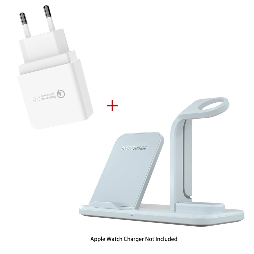 White EU Plug Беспроводной 3 в 1 держатель подставка зарядное устройство 10 Вт для Apple Watch Series 4 3 2 Iphone 11 Pro Max XS MAX XR 8 Plus Iwatch Airpods - Цвет: White EU Plug