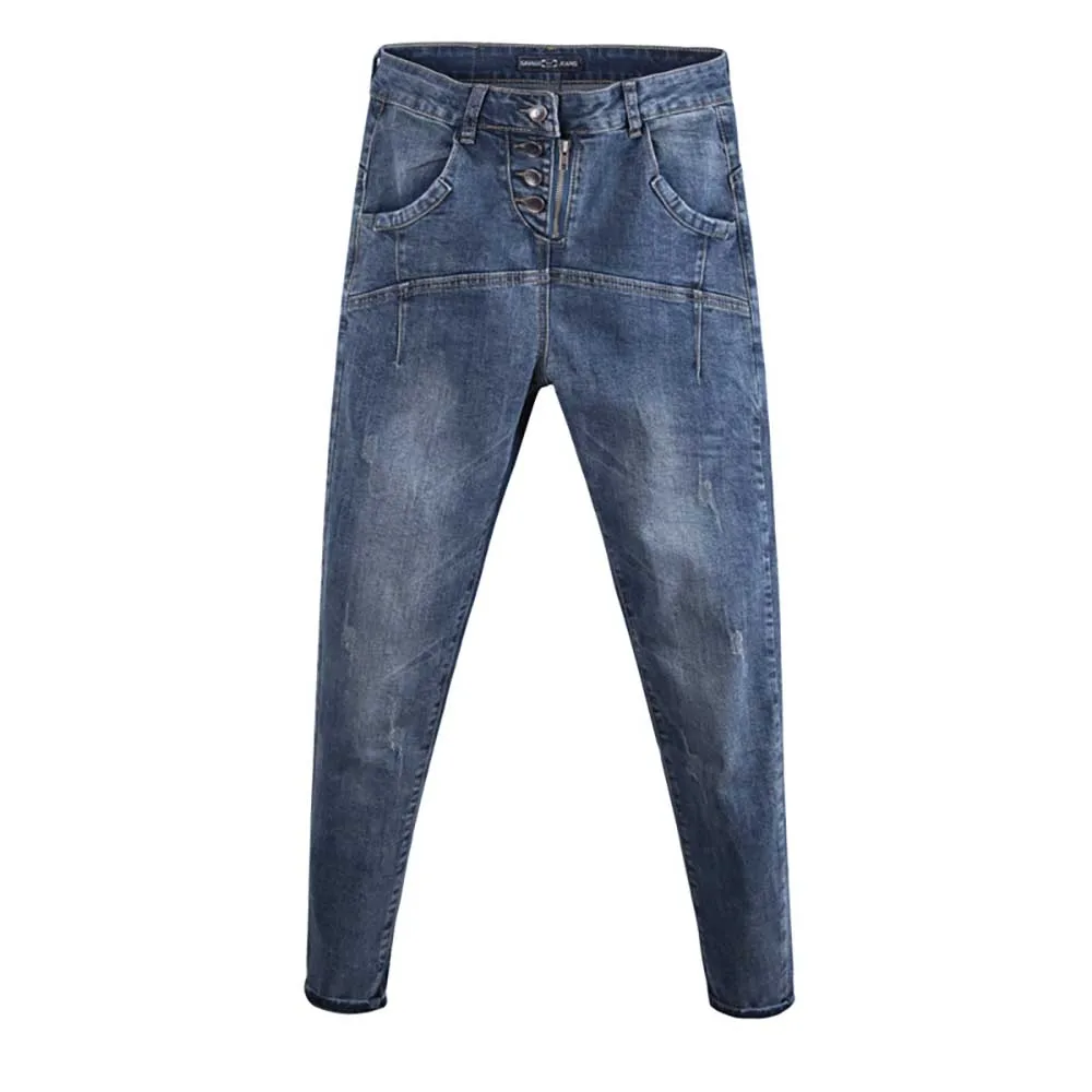 New Fashion Hiphop Harem Jeans Men Casual Slim Fit Retro Denim Cargo Pants Blue Tapered Trousers Streetwear Overalls Clothing