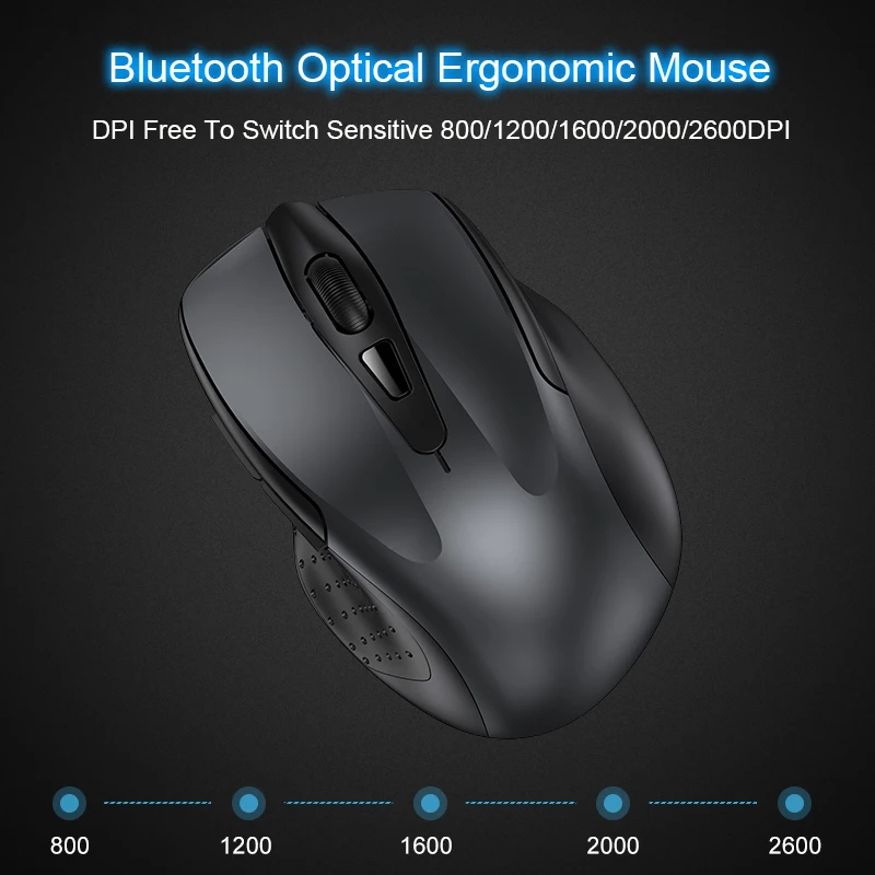 TeckNet Беспроводной Bluetooth Мышь 800/1200/1600/2000/2600 Точек на дюйм Беспроводной Мышь Bluetooth для ноутбука для малышей 24 месяцев Срок службы батареи