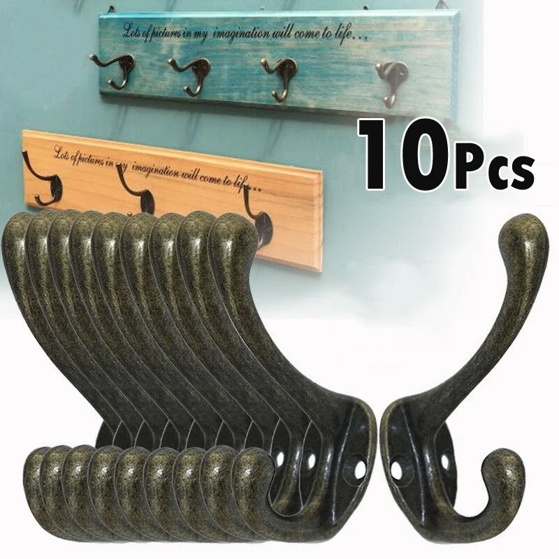 10pcs Hooks Bronze Retro Cast Iron Old Style Industrial Vintage Rustic Iron Coat Hooks Easy Install With Screw Holes Hot Sale