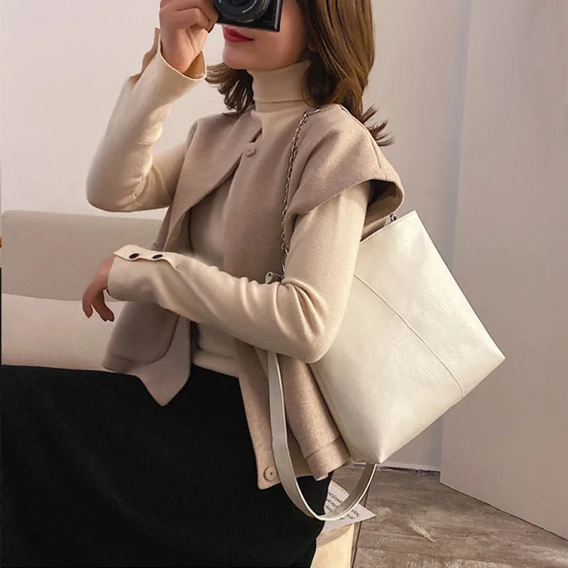 

PU soft leather messenger shoulder bag ladies bag large capacity simple shoulder bag women fashion solid color handbag women