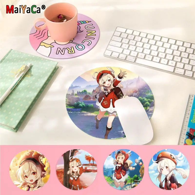 

Maiyaca PC Genshin Impact cute girl Klee круглые настольные коврики для ноутбука, игровой коврик для мыши, коврик для ПК, ноутбука