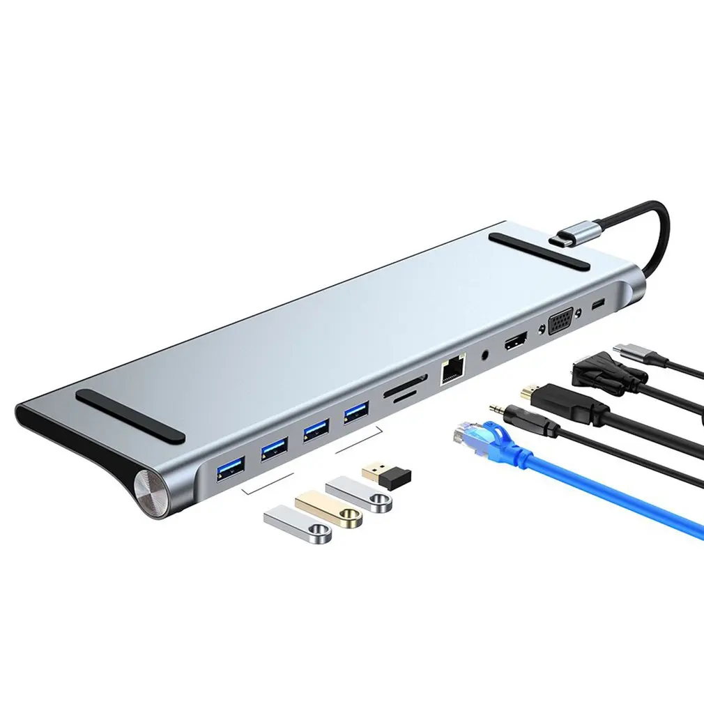 

USB Type C HUB to 3,0 USB HDMI-совместимый RJ45 TF Card usb-хаб для MacBook Pro USB Splitter Multi 11 портов Тип C HUB USB-C HUB