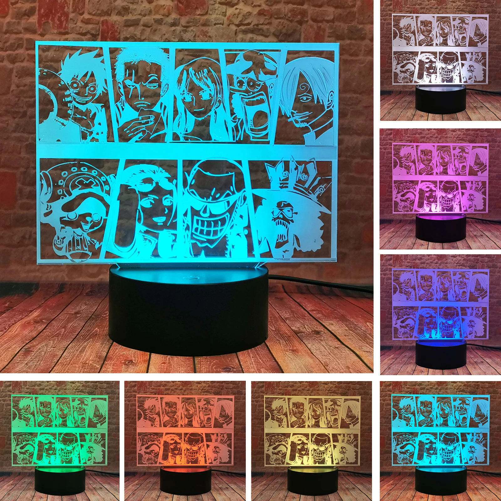 

Cool 3D Desk Nightlight LED 7 Colors Changing Lamp Model One Piece Anime Figure Toys for Children