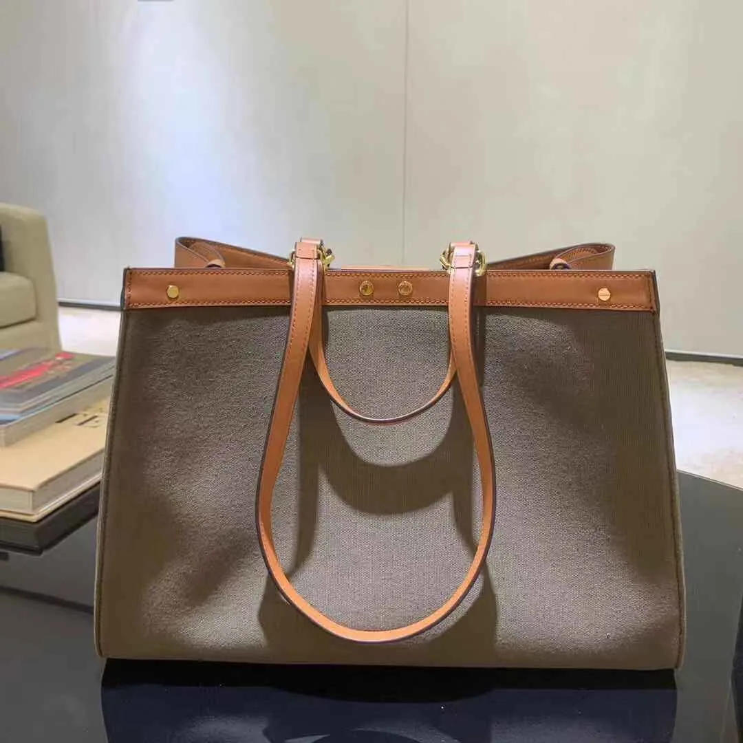 

New 2021 With Logo Bags for Women Fashion Casual Simplicity High Capacity Canvas One Shoulder Handbag Underarm Shopping Bag