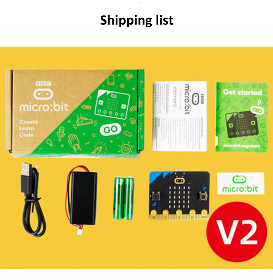 Новейший Micro:bit V2 Board go kit поставляется с 25 светодиодный дисплей встроенных