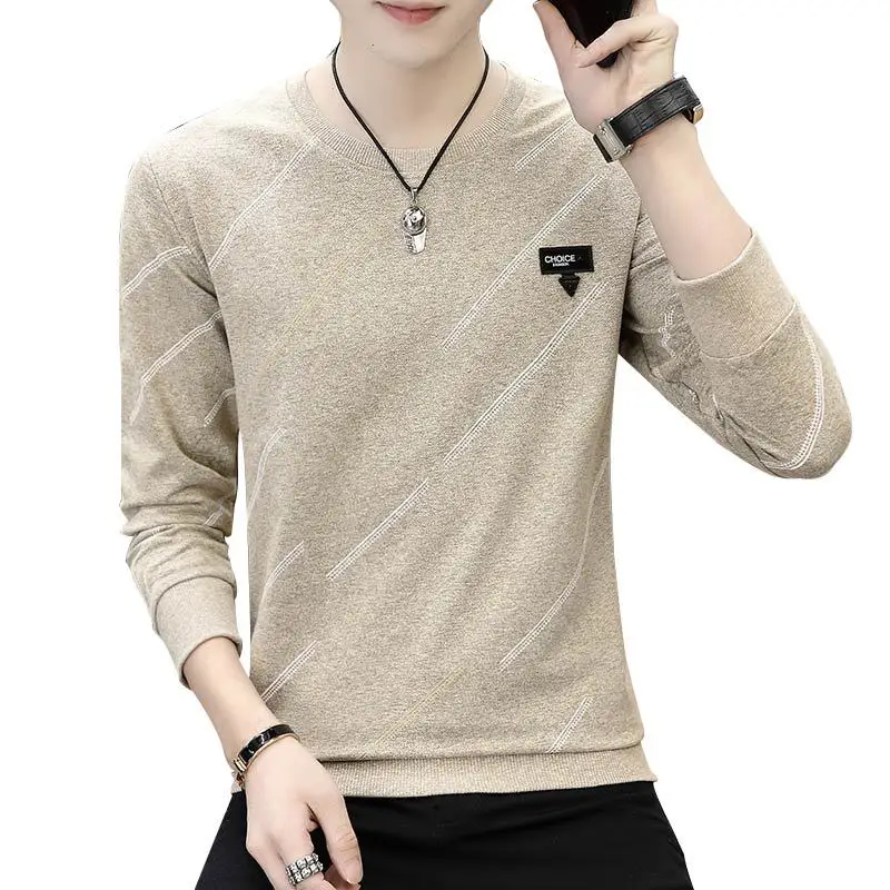 

2019 regular comfortable gym joggers sports tops round neck slim long sleeve hoodies men stripe male grey pullovers autumn