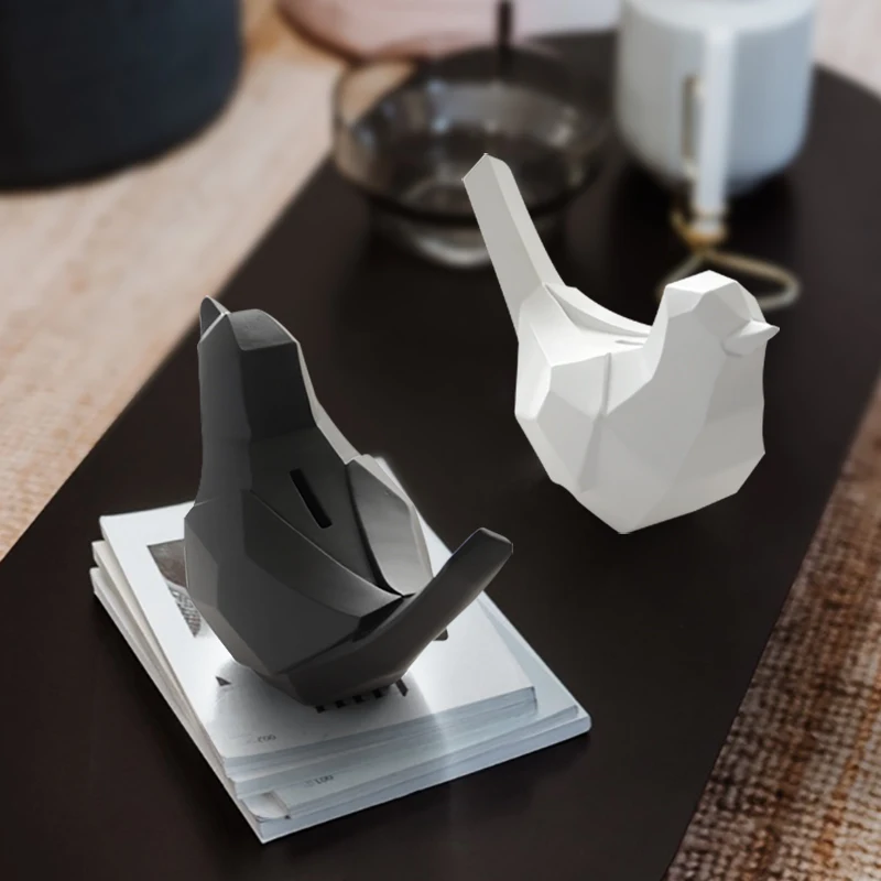 Копилка с геометрическим рисунком птицы полимерная копилка статуэтка для