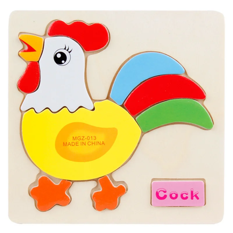 cock Деревянные развивающие головоломки, Обучающие 3D деревянные головоломки для детей 3 лет, детские игры для мальчиков и девочек - Цвет: cock