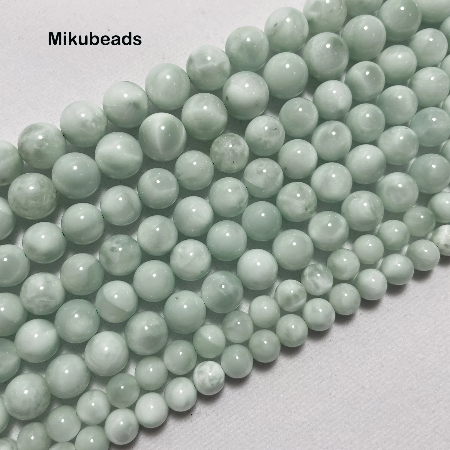 Гладкий круглый натуральный зеленый ангелит 8 мм 10 цвет в ассортименте