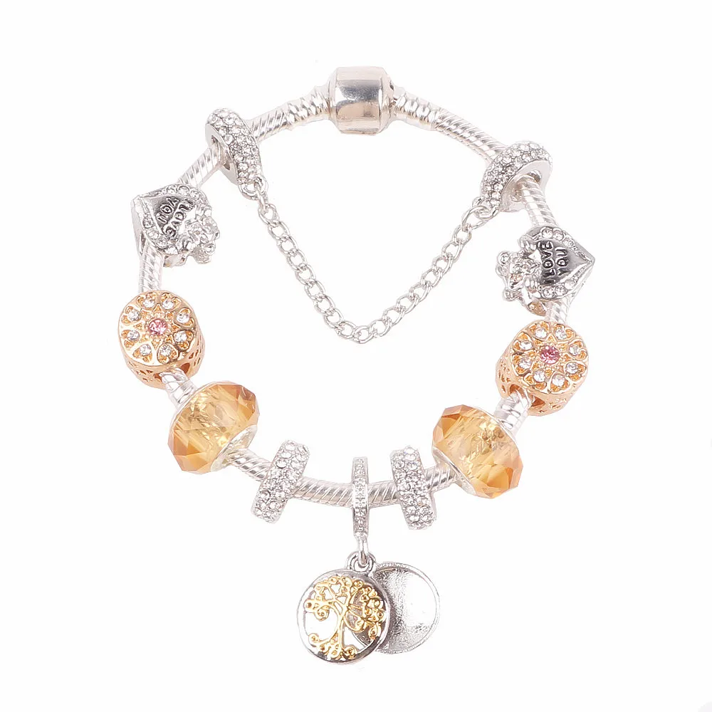 Love Bracelet Couqcy, очаровательные браслеты и ювелирные женские браслеты, Минни, розовый бант, подвеска, брендовый браслет, сделай сам, ручная работа, для девочки, подарок, ювелирное изделие - Окраска металла: Love Bracelet