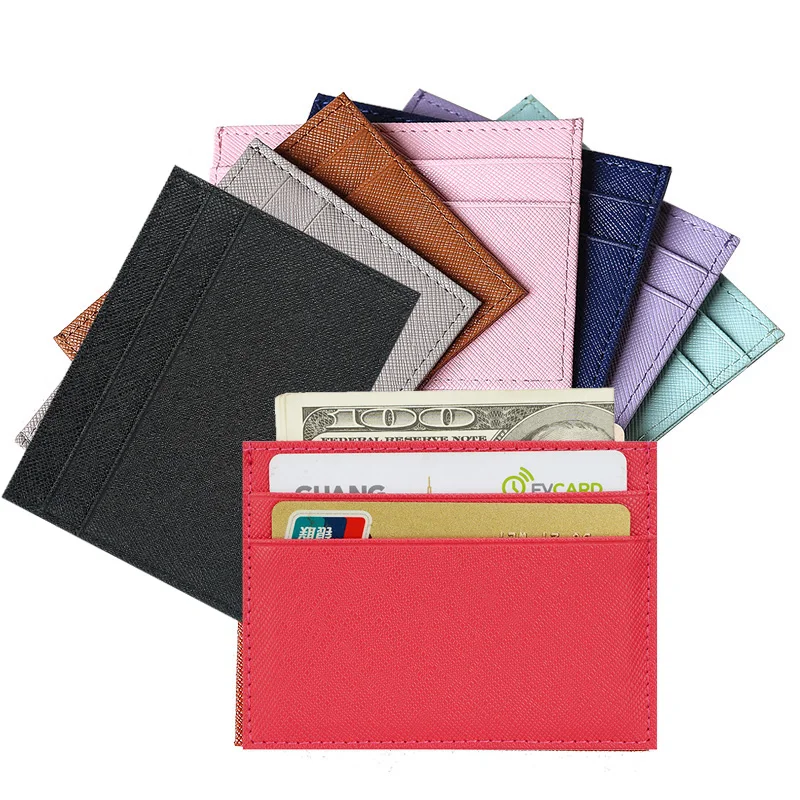 

RFID Slim Leather Wallet Fashion Business Credt Card Holder for Women Thin ID Credit Card Money Holder