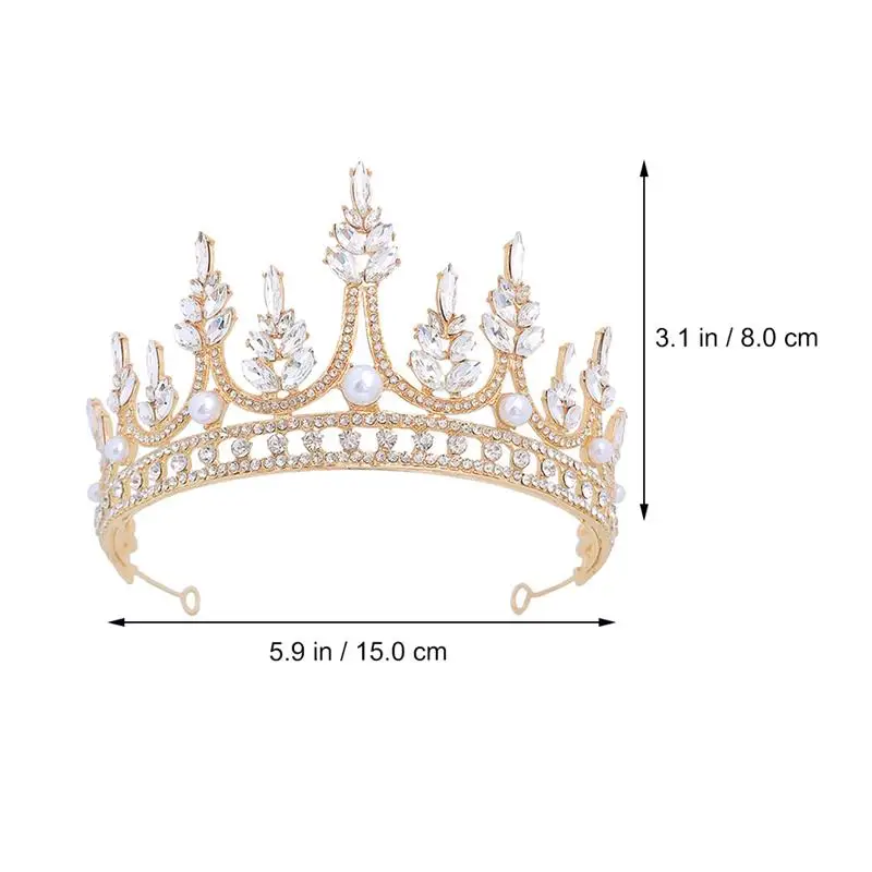 

Luxury Bride Princess Crown Headdress Elegant Rhinestone Hairband Wedding Dress Accessory Creative Fashion Leaf/Crescent Shaped