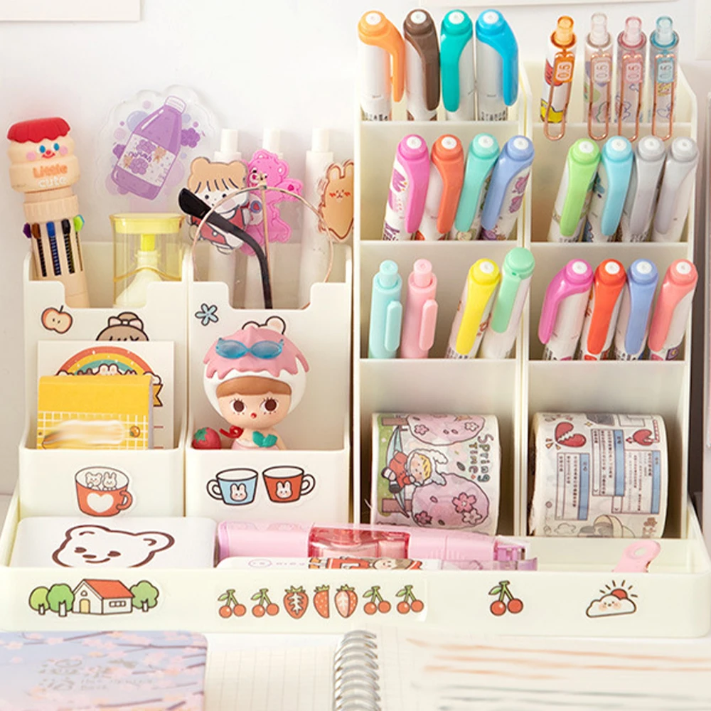 

Simple Office Storage Box Desk Accessories Large Capacity Pen Holder Pencil Storage Box Desktop Organizer Stationery Organizer