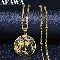 yin yang gossip dragon stainless steel chain necklaces for women gold color statement necklace jewelry colgante hombre nxs04
