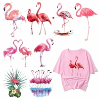 iron on lovely flamingo patches for girl clothing diy t shirt applique heat transfer vinyl stickers on clothes thermal press h