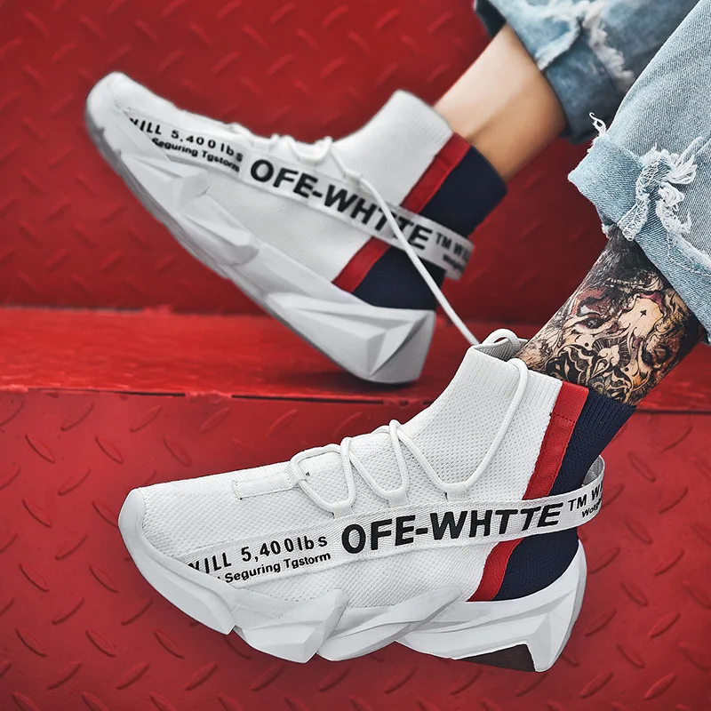 

SONECHOKI Fashion High-Top Chunky Sneakers Men Breathable Light Mesh Sport Walking Shoes Hard-Wearing EVA Sole Outdoor Trainer