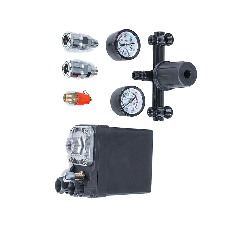 

90-120psi 220V Air Compressor With Pressure Switch Control Valve Manifold Relief Regulator Gauge Air Pump Accessories