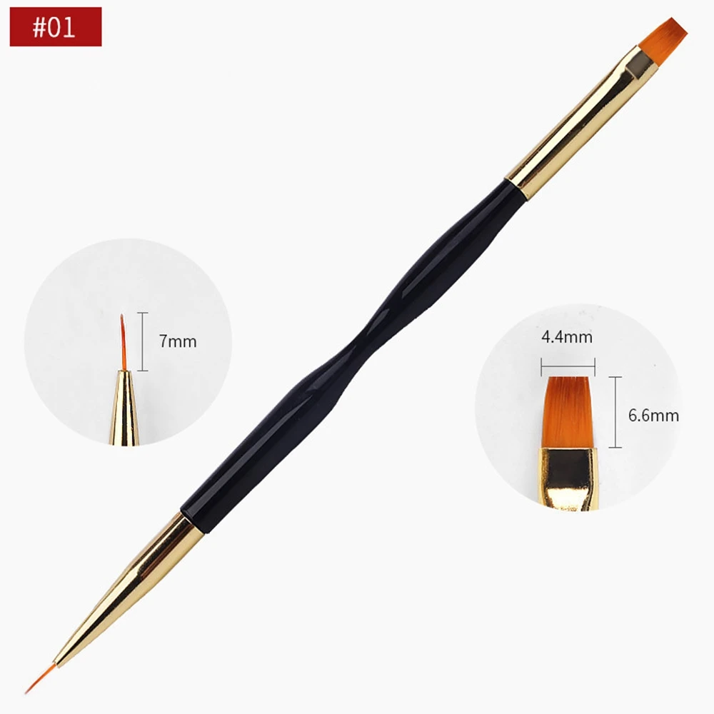 

New 1Pc Double End Nail Brush Painting Drawing Lines Pen 3D Tips DIY UV Gel Flowers Design Nail Art Books Salon Manicure Tools