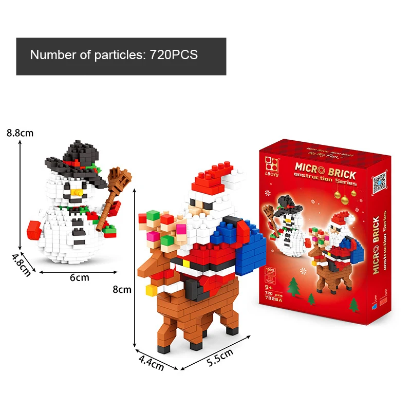 

Mini Blocks Christmas Santa Claus Model Micro Bricks Building Block Toy For Kids Children Snowman Children's Toy Christmas Gift