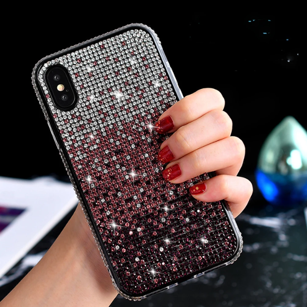 Роскошный Блестящий Алмазный градиентный цветной чехол для Apple iPhone 7 6s 8 Plus X XS 11 pro