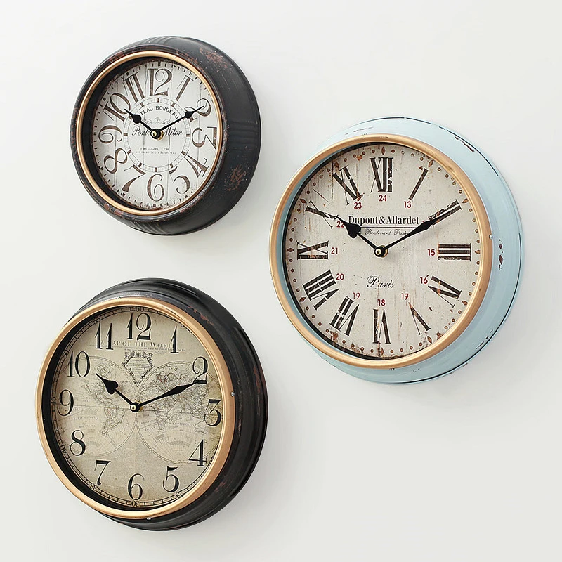 Американские антикварные настенные часы бесшумные большие для гостиной в