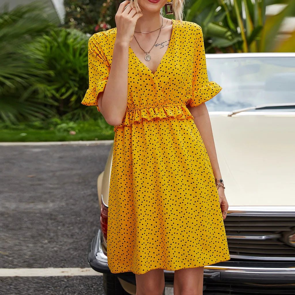 Летнее элегантное сексуальное пляжное платье для женщин 2020 модное в горошек с