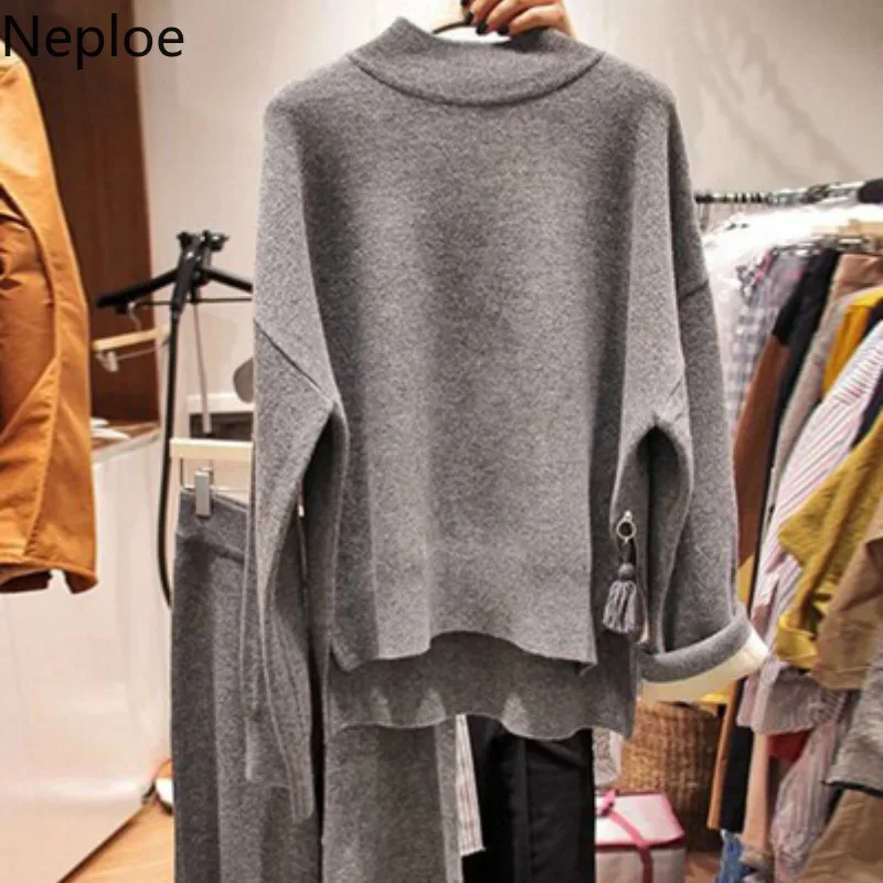 Neploe корейских милых романтичных Для женщин комплекты с круглым вырезом вязаный
