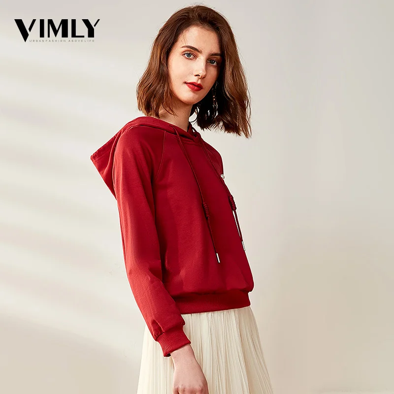 Vimly весна осень повседневные женские толстовки свитшоты Женская K-pop одноцветная