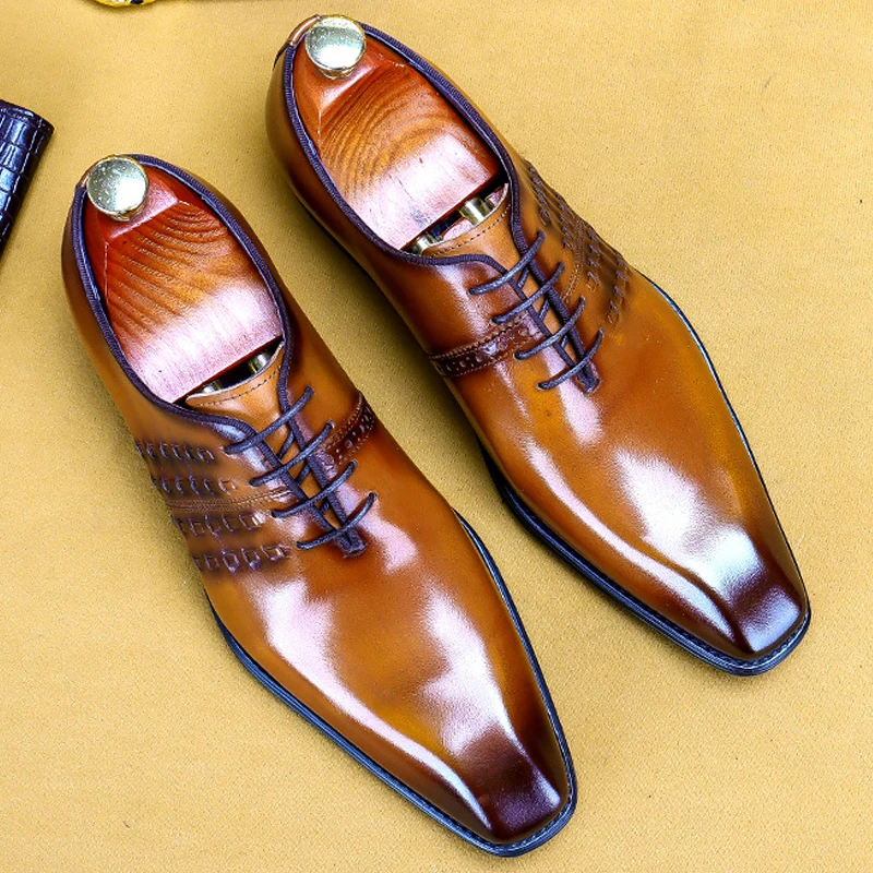 Туфли оксфорды мужские из натуральной кожи итальянские дизайнерские броги