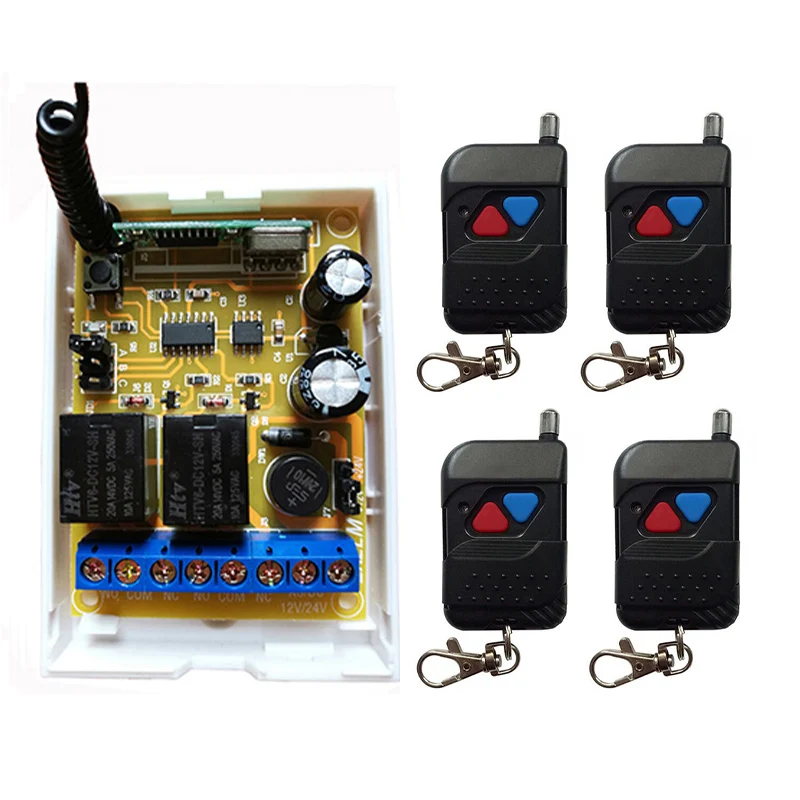 Wireless RF Remote Control Light Switch 10A Relay Output Radio DC12V DC24V 2 CH Channel 2CH Receiver Module +Transmitter/ window |