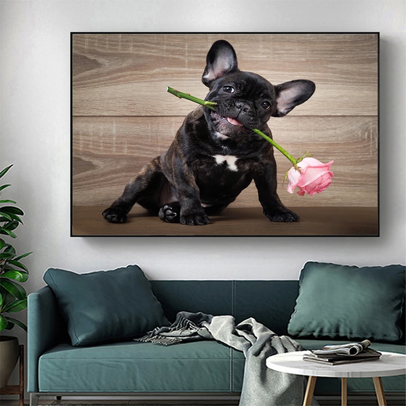 Постер с изображением собаки французского бульдога животных далматинцев холст