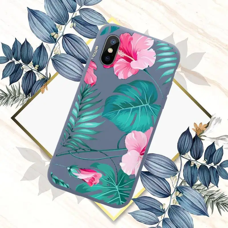 

Vintage Flower Leaves Phone Case Candy Color for iPhone 11 12 mini pro XS MAX 8 7 6 6S Plus X SE 2020 XR