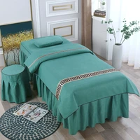 luxury cotton linen 4pcs high quality beauty salon bedding sets massage spa bedskirt quilt cover set with insert sabanas colchas