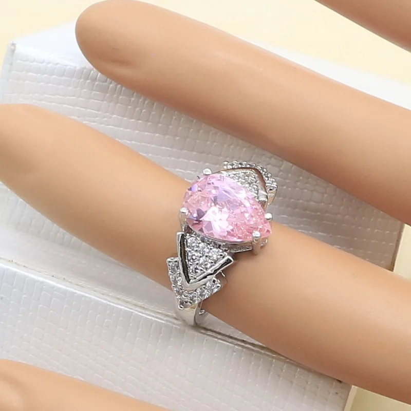 Розовый Топаз Белый топаз 925 серебряные Свадебные Ювелирные наборы для женщин