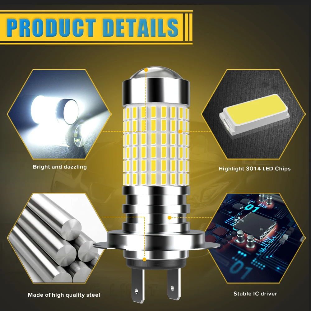 2 шт. H7 H8 H9 H11 9005 HB3 9006 HB4 H16 светодиодные лампы для противотуманных фар 12V 5202 PSX24W