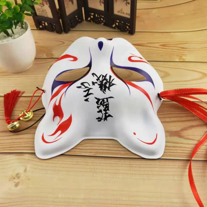 ПВХ японская маска лисы с кисточками маленькие колокольчики костюм демона