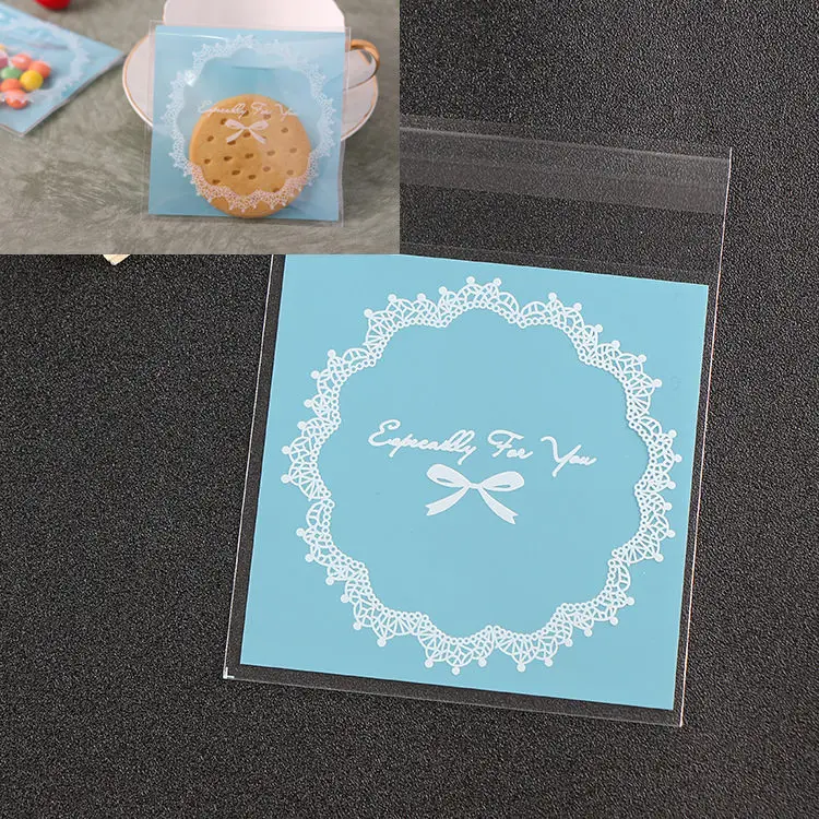 Blue-For You LBSISI Life 100 шт 10*10+ 3 см мешки для печенья, конфет для дома Рождество свадебное украшение самоклеящаяся пластиковая упаковка для пищевых продуктов полипропиленовый подарочный пакет - Цвет: Blue-For You