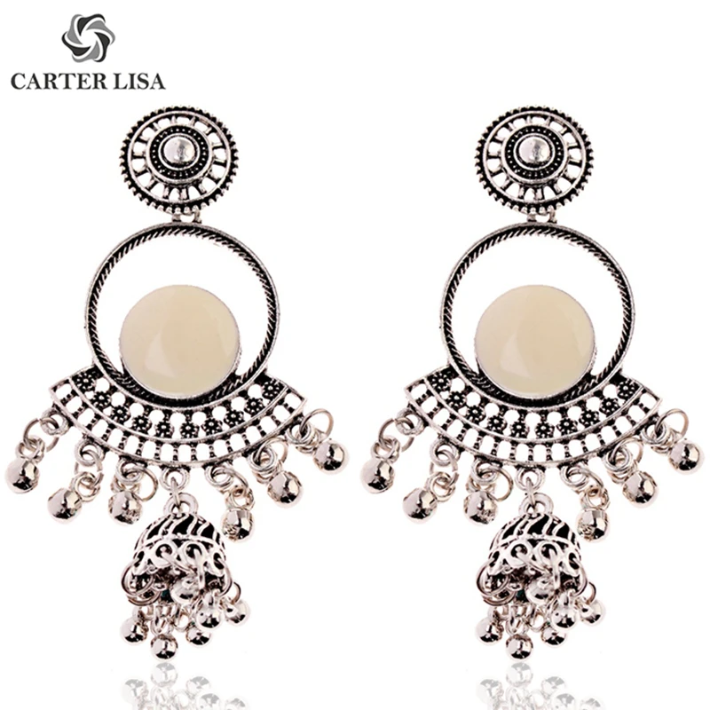 CARTER LISA традиционные золотые Jhumka цыганские бохо серьги-подвески женские